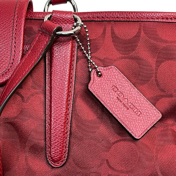 Coach Ward Steen With Leather Trim Monogram Purse Red Tag Tote Bag Pockets - Picture 4 of 16